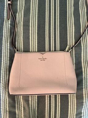 kate spade blush pink leather crossbody bag with gold-tone logo